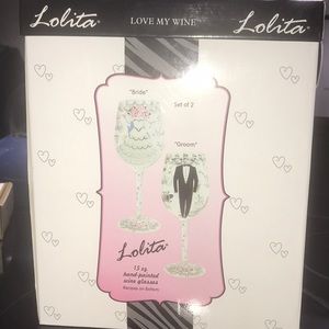 Lolita “bride” and “groom” wine glass set